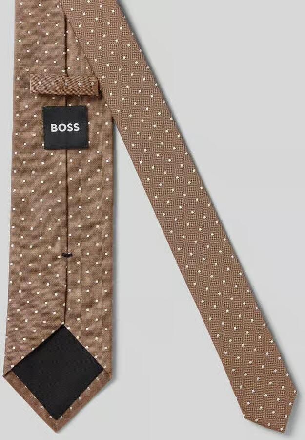 Boss Zijden stropdas met labeldetail