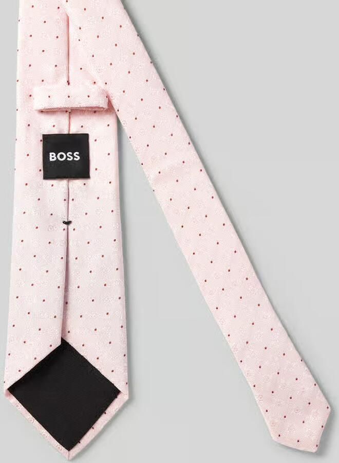 Boss Zijden stropdas met labeldetail