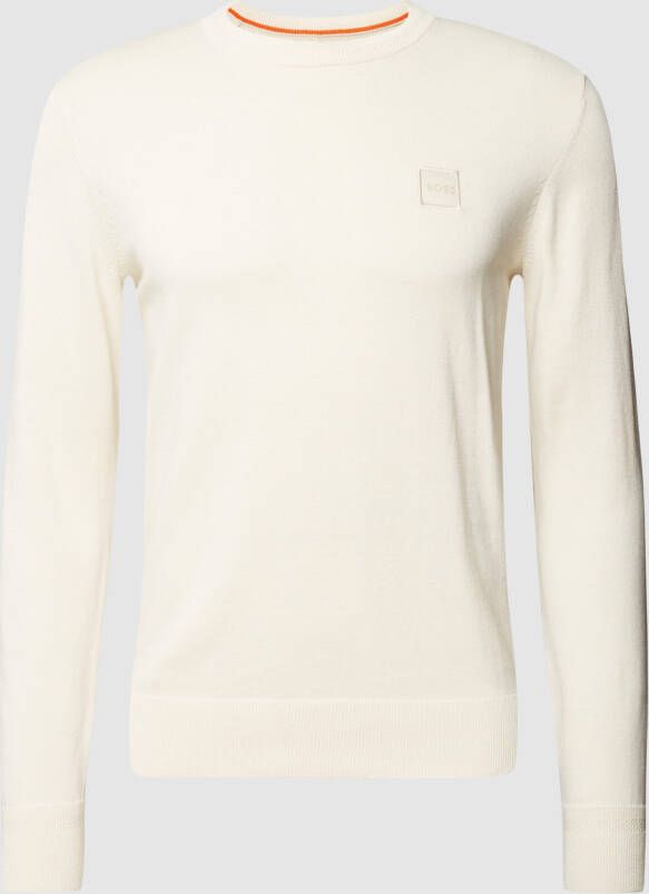 BOSS Casualwear Gebreide pullover met labelpatch model 'Kanovano'