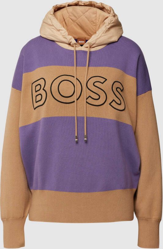 Boss Orange Hoodie met labelstitching model 'Fleurine'