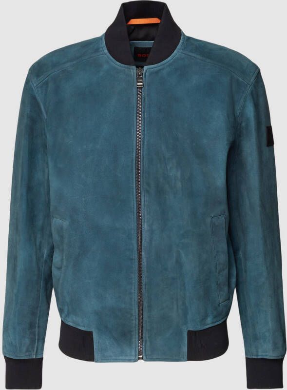 BOSS Casualwear Leren jack met labelpatch model 'Jamaro'