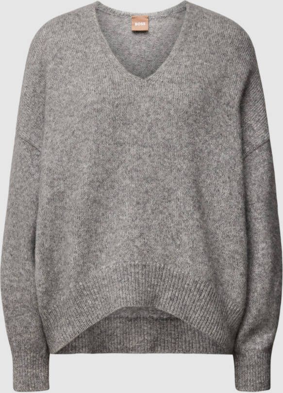 BOSS Casualwear Oversized gebreide pullover met V-hals model 'Fondianan'