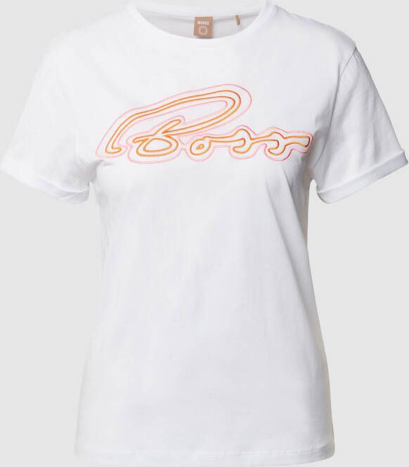 BOSS Casualwear T-shirt met labelstitching model 'Esummer'