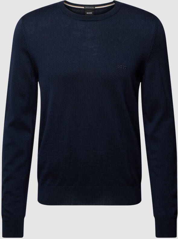 Boss Gebreide pullover met labelstitching model 'Botto'