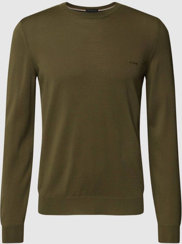 Boss Gebreide pullover van scheerwol met labelstitching model 'Botto'