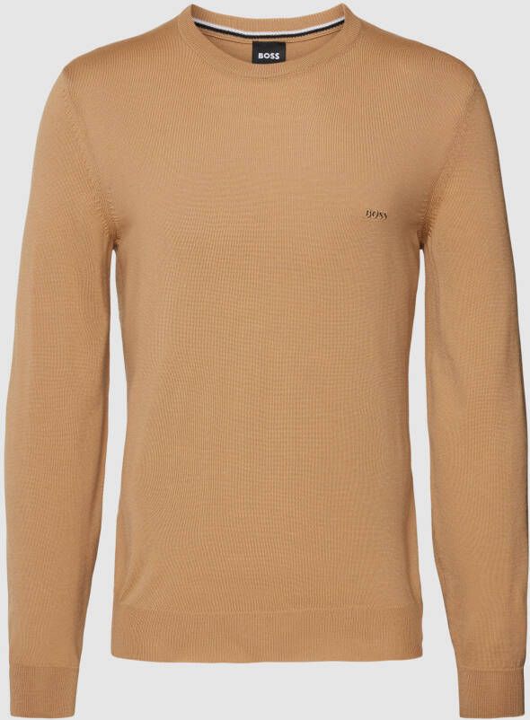 Boss Gebreide pullover van scheerwol met labelstitching model 'Otto'