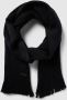 Hugo Boss Zwarte Sjaal met Raffelige Randen en Logo Plaque Black Heren - Thumbnail 1