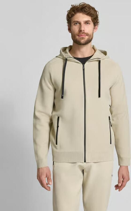BOSS Green Gebreid jack met capuchon model 'KN_Travel HD' - Foto 3