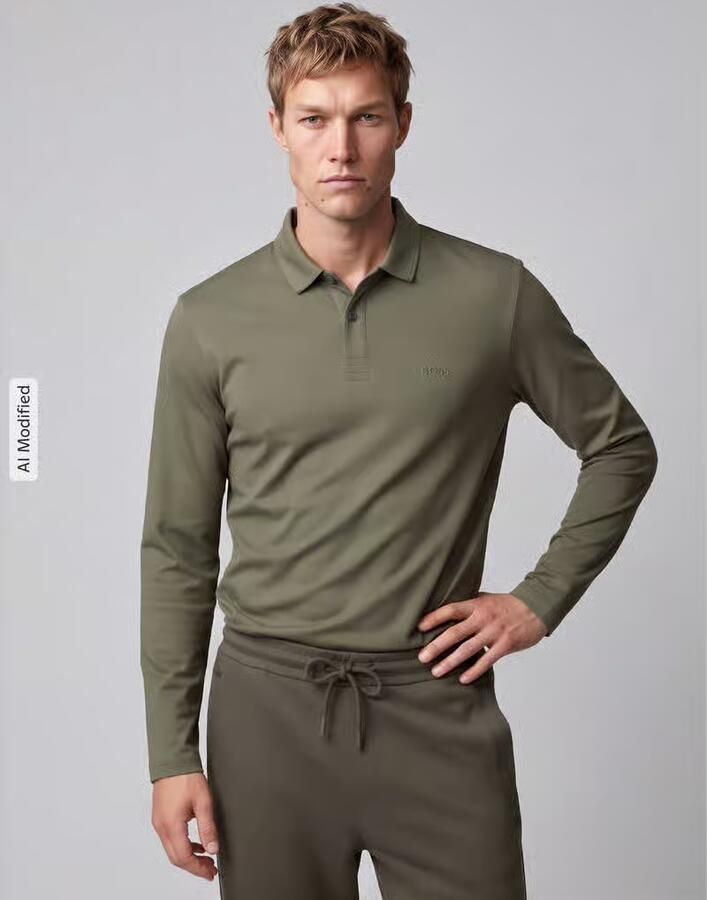 BOSS Green Poloshirt met logopatch model 'Pirol' - Foto 2