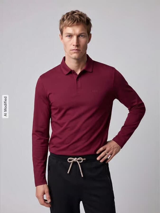 BOSS Green Poloshirt met logopatch model 'Pirol' - Foto 3