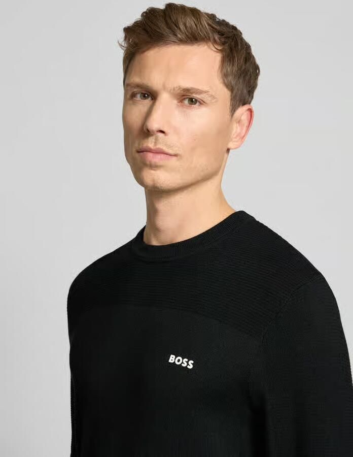 BOSS GREEN Gebreide trui KN Momentum-X CN Ronde hals Regular Fit contrast HD-logo