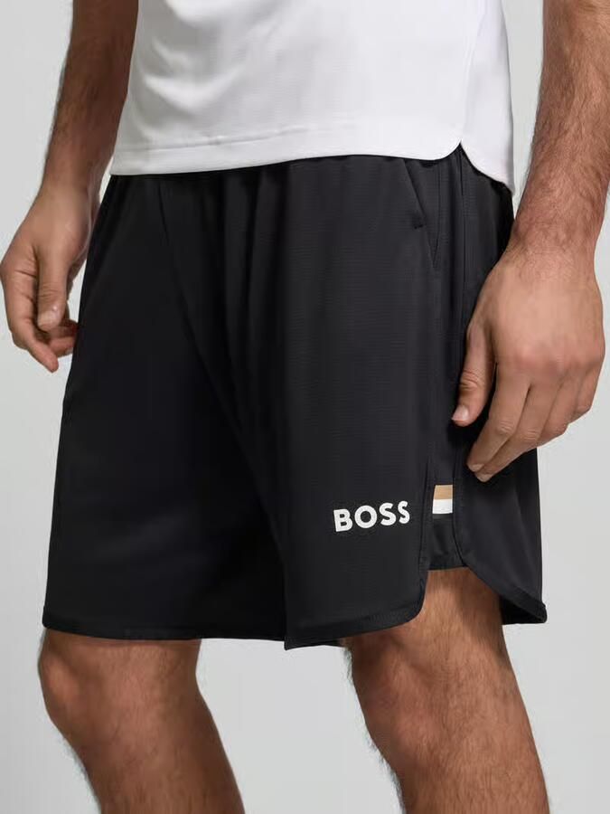 BOSS Green Regular fit korte broek met labelopschrift model 'TOC SPIN 9 INCH'
