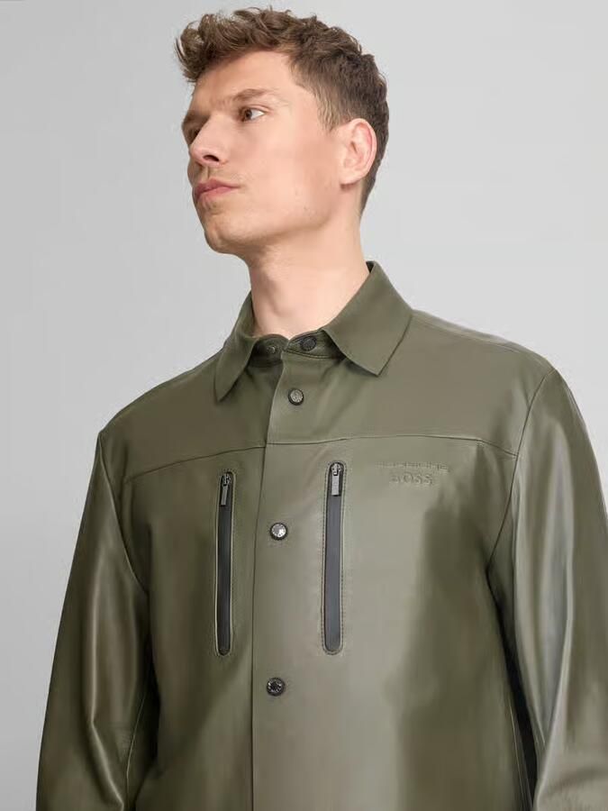 BOSS Green regular fit leren jack van echt lamsleer model 'LH_PS SPIRIT70 ST' Porsche x BOSS