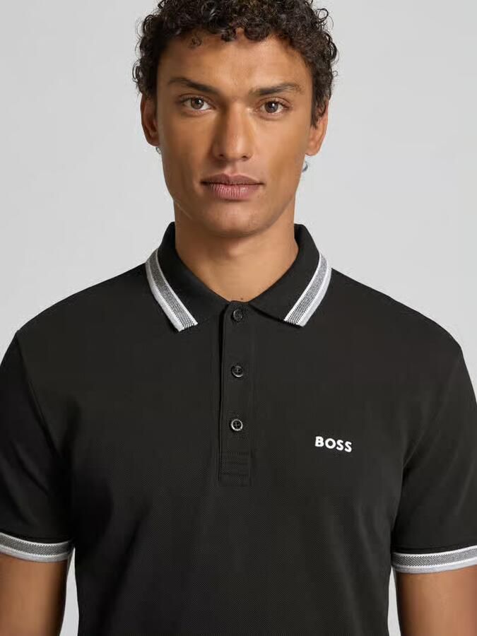 Hugo Boss Heren Polo met Details en Contrast Logo Model 50469055 Paddy Donkerblauwe Kleur Blue Heren - Foto 8
