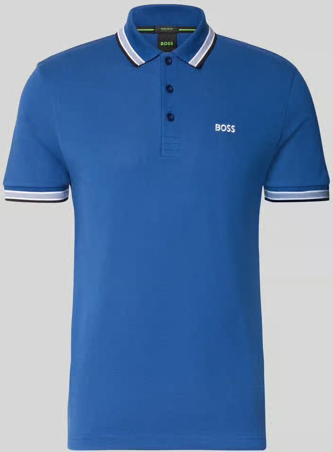 Hugo Boss Heren Polo met Details en Contrast Logo Model 50469055 Paddy Kleur Blauw Blue Heren - Foto 7