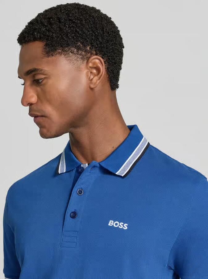 Hugo Boss Heren Polo met Details en Contrast Logo Model 50469055 Paddy Kleur Blauw Blue Heren - Foto 8