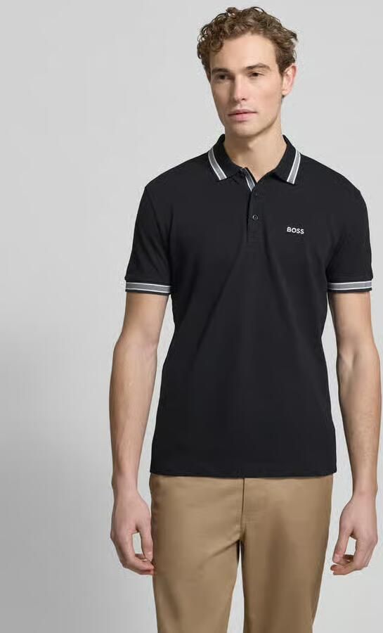 Hugo Boss Heren Polo met Details en Contrast Logo Model 50469055 Paddy Kleur Zwart Black Heren - Foto 5