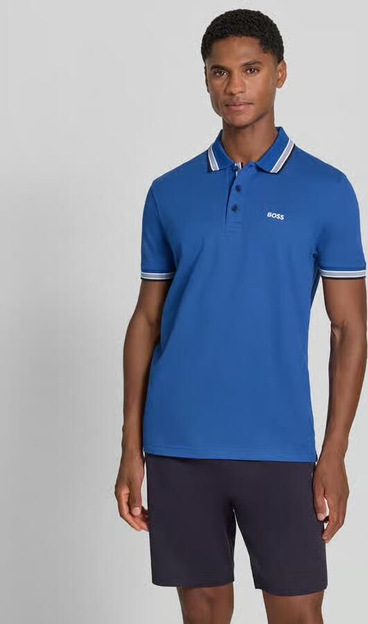 Hugo Boss Heren Polo met Details en Contrast Logo Model 50469055 Paddy Kleur Blauw Blue Heren - Foto 9