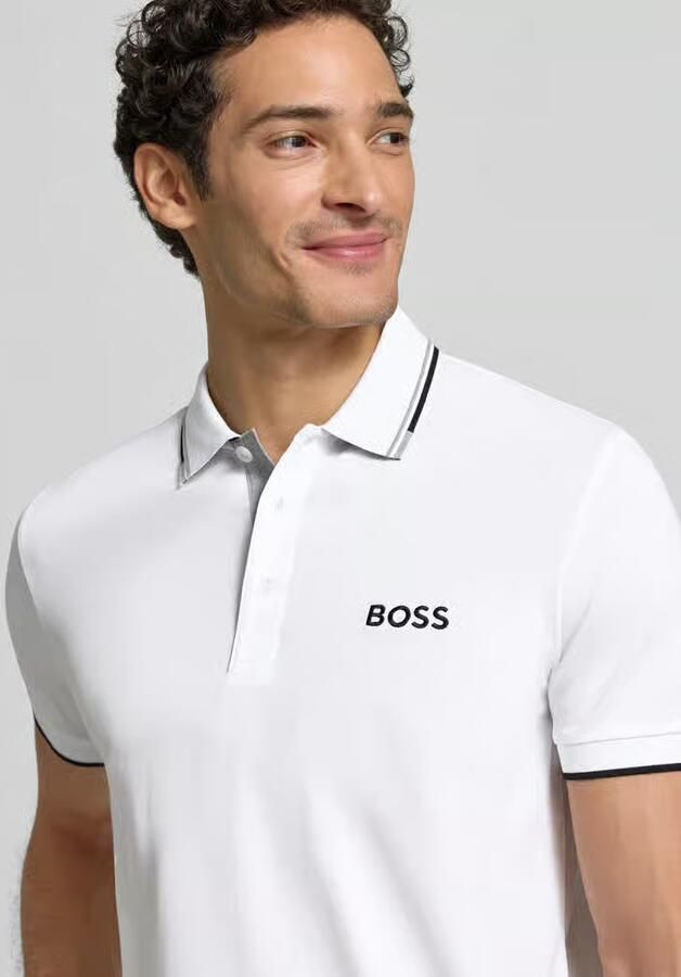 BOSS Green Regular fit poloshirt met labelstitching model 'Paddy' - Foto 6