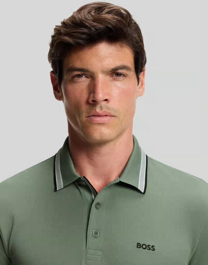 BOSS GREEN Poloshirt PADDY met contrasterende strepen aan de kraag