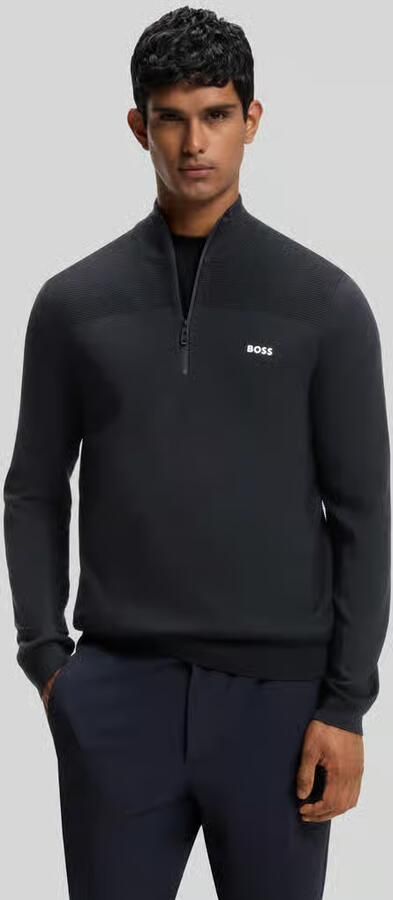 BOSS Green Regular fit pullover met scheerwol model 'KN_Momentum-X QZ' - Foto 8