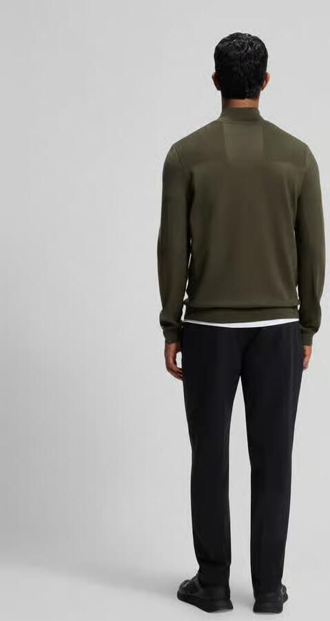 BOSS Green Regular fit pullover met scheerwol model 'KN_Momentum-X QZ'