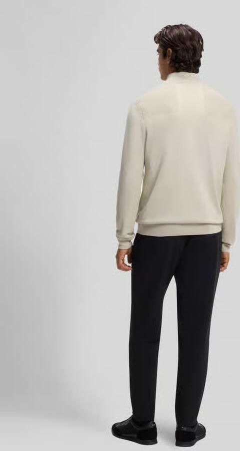 BOSS Green Regular fit pullover met scheerwol model 'KN_Momentum-X QZ'