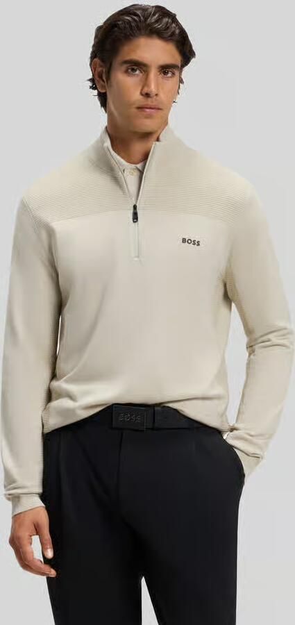 BOSS Green Regular fit pullover met scheerwol model 'KN_Momentum-X QZ' - Foto 3