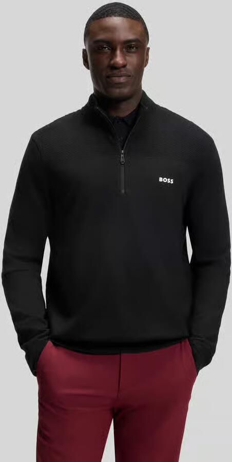 BOSS Green Regular fit pullover met scheerwol model 'KN_Momentum-X QZ' - Foto 7