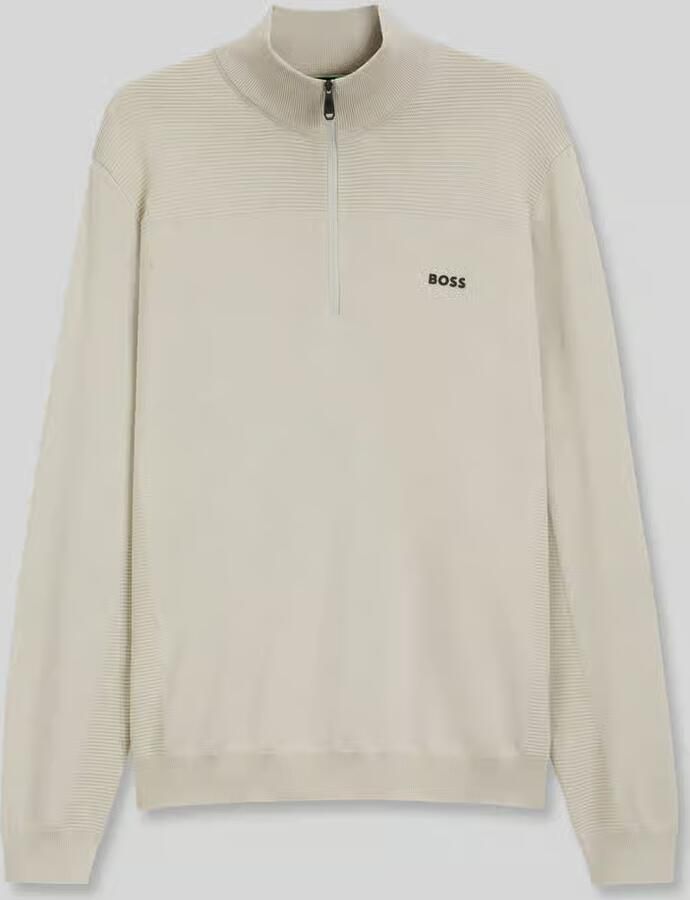 BOSS Green Regular fit pullover met scheerwol model 'KN_Momentum-X QZ' - Foto 2