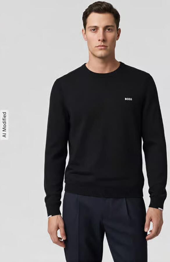 BOSS Green Regular fit gebreide pullover van puur katoen model 'EVER X' - Foto 3