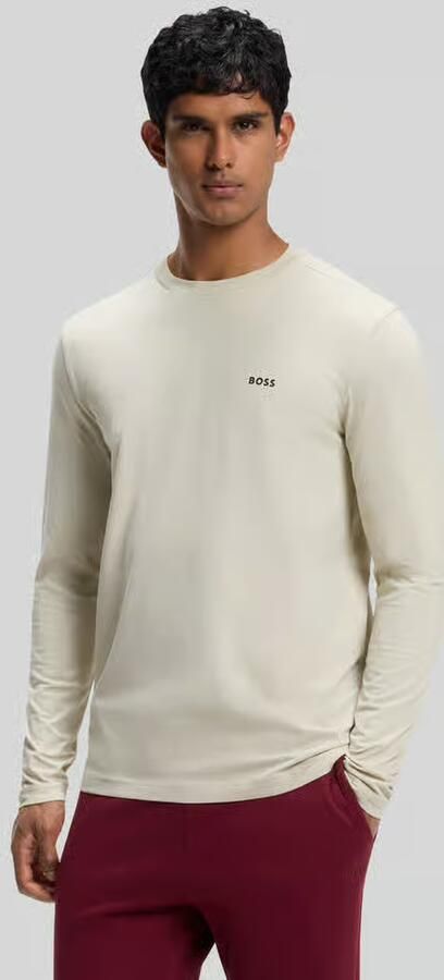 BOSS Green Regular fit shirt met lange mouwen van katoenmix model 'Tee Long' - Foto 3