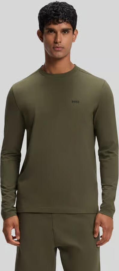 BOSS Green Regular fit shirt met lange mouwen van katoenmix model 'Tee Long' - Foto 3