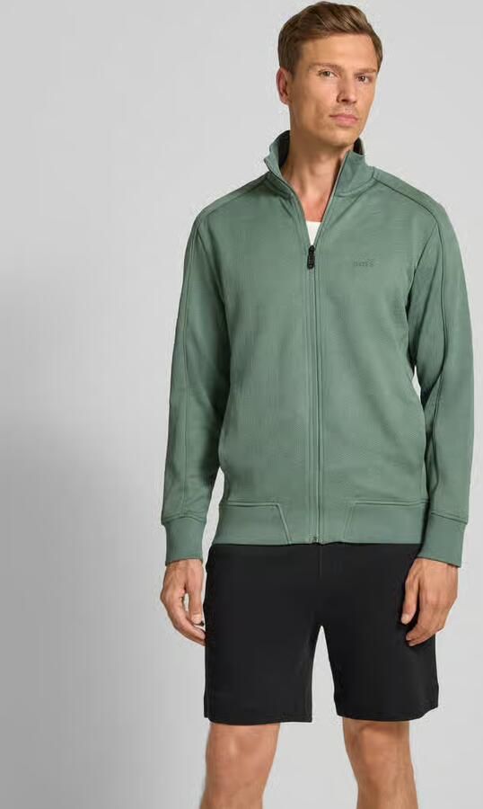 BOSS Green Regular fit sweatjack met structuurmotief model 'MIRROR'