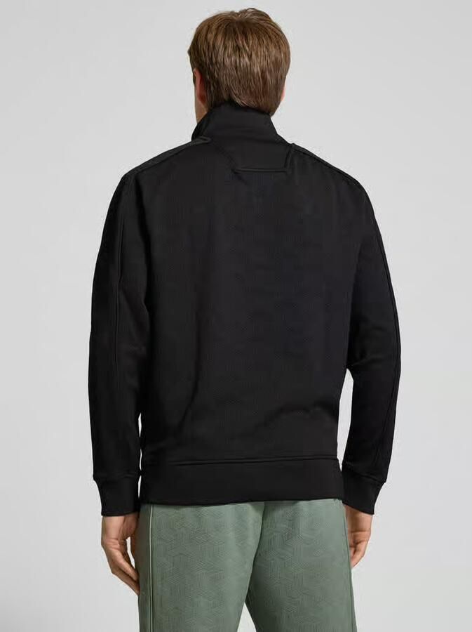 BOSS GREEN Sweatvest Mirror Platte gebreide kraag regular fit ritssluiting gewatteerde jacquard