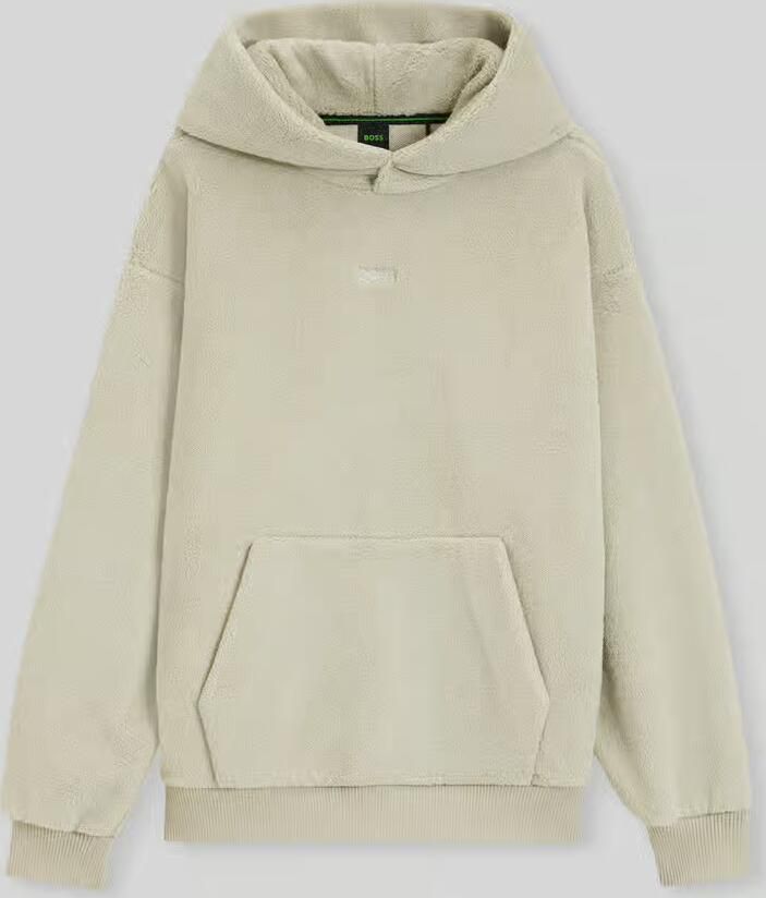 BOSS Green Regular fit sweatshirt met capuchon van teddyfleece