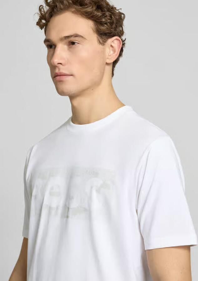 BOSS Green regular fit T-shirt van katoenmix model 'TS_GLOBE LOGOPATTERN'