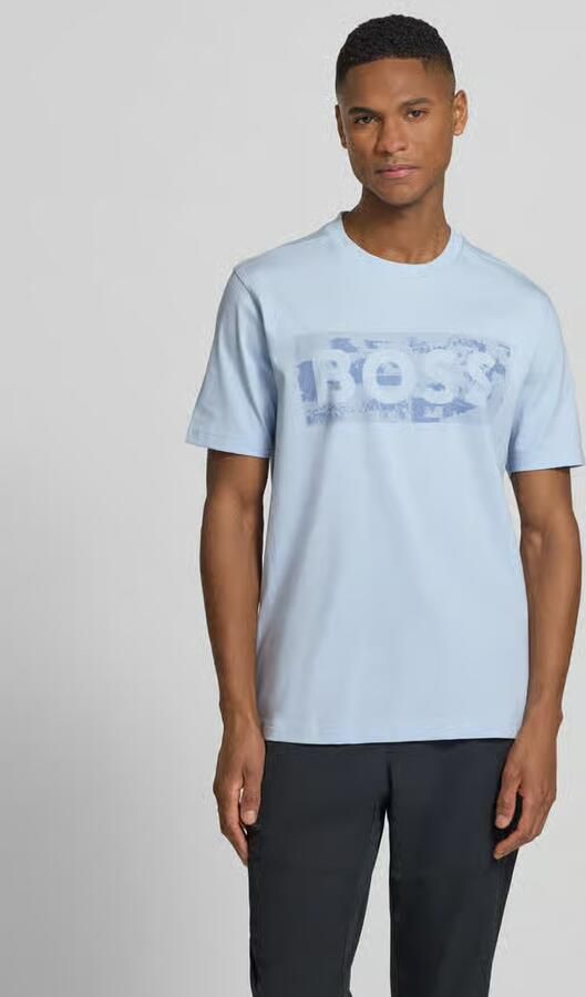 BOSS Green regular fit T-shirt van katoenmix model 'TS_GLOBE LOGOPATTERN' - Foto 3