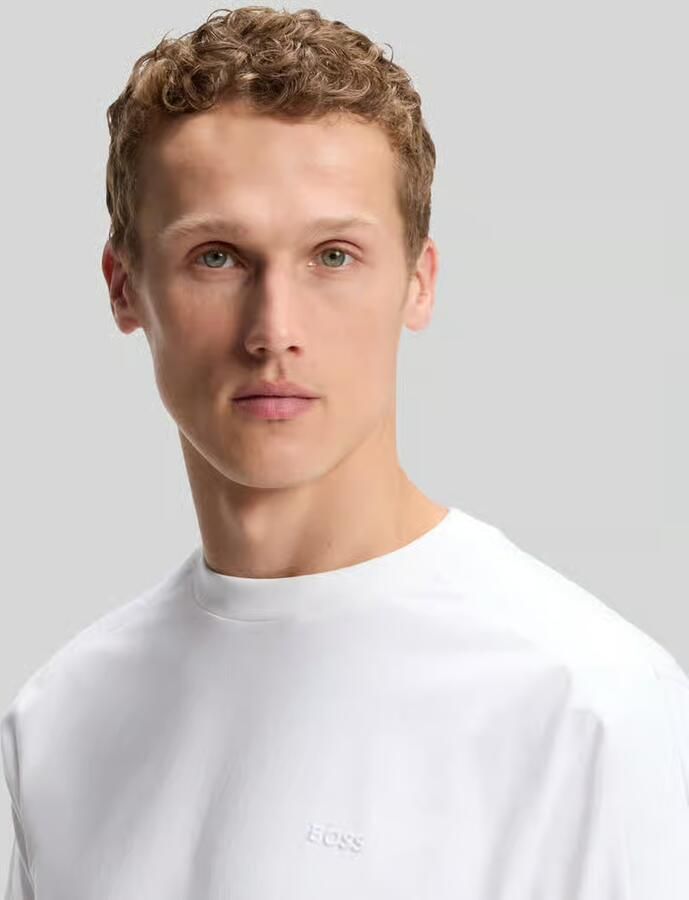 BOSS Green Regular fit t-shirt van katoenmix model 'TS_Union Tape'