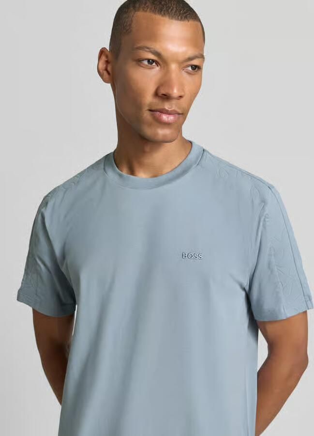 BOSS Green Regular fit t-shirt van katoenmix model 'TS_Union Tape' - Foto 2