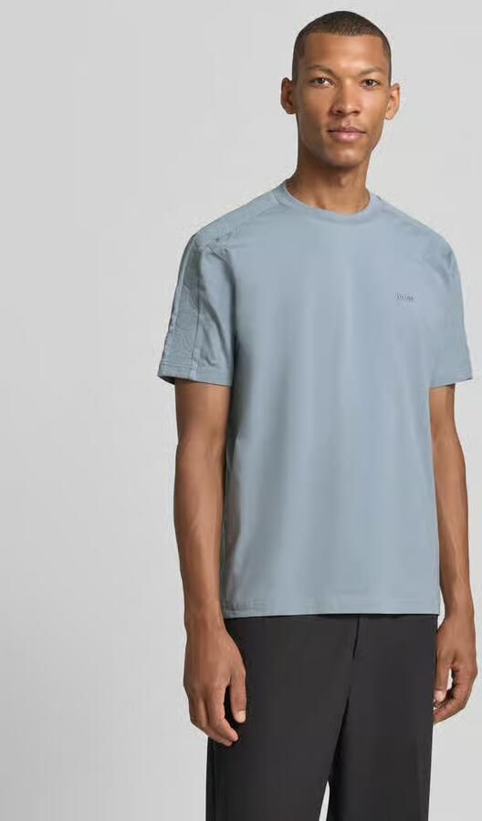 BOSS Green Regular fit t-shirt van katoenmix model 'TS_Union Tape' - Foto 3