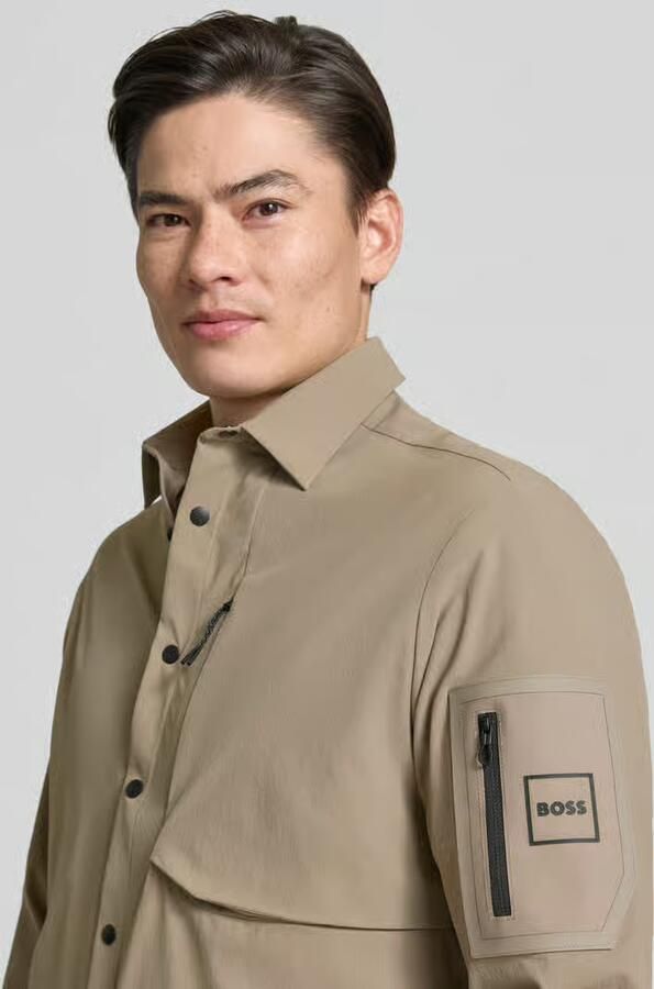 BOSS Green Relaxed fit overshirt met labelpatch model 'ST_GLOBE HEXA L'