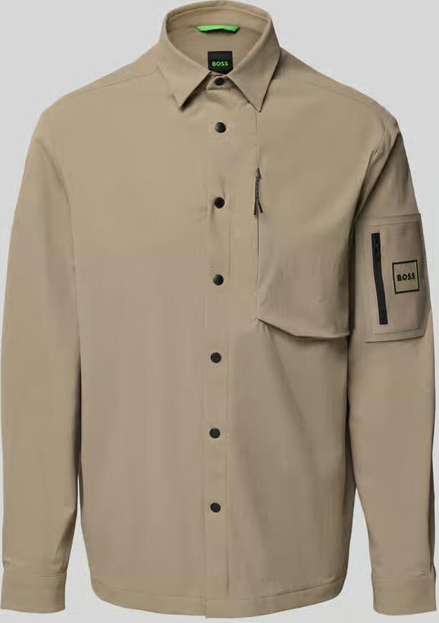 BOSS Green Relaxed fit overshirt met labelpatch model 'ST_GLOBE HEXA L' - Foto 2