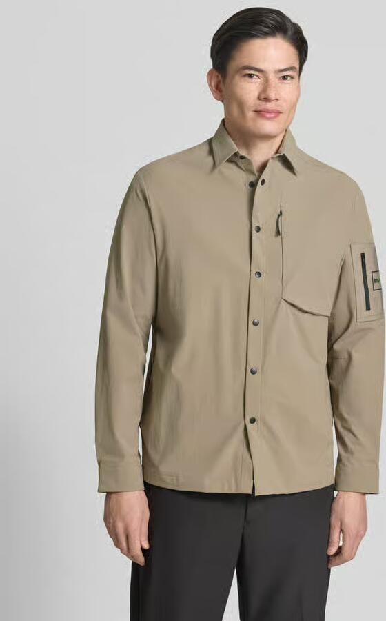 BOSS Green Relaxed fit overshirt met labelpatch model 'ST_GLOBE HEXA L' - Foto 3