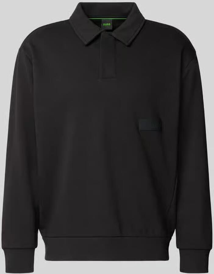 BOSS Green relaxed fit sweatshirt van katoenmix model 'SW_Placket Polo' - Foto 2