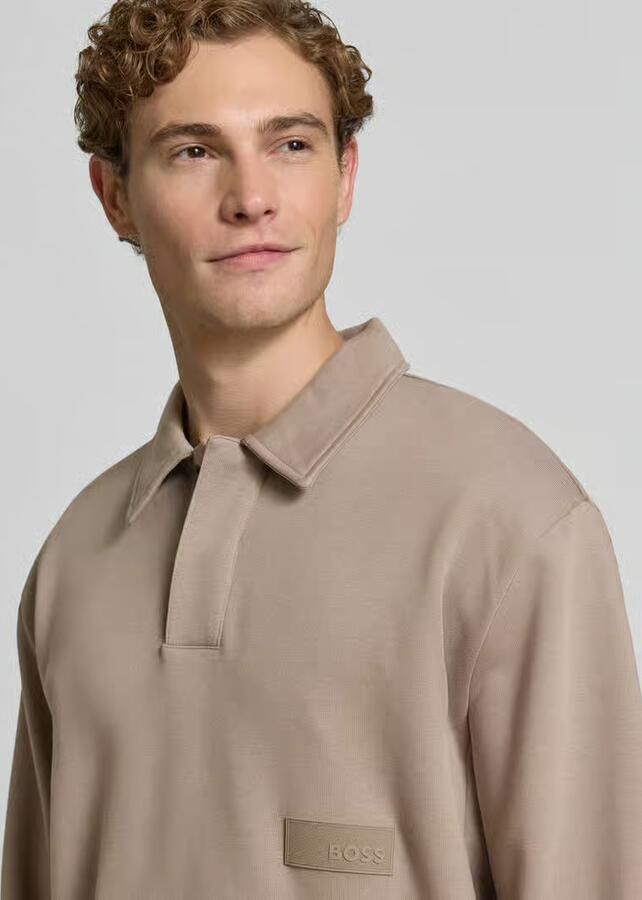 BOSS Green relaxed fit sweatshirt van katoenmix model 'SW_Placket Polo'