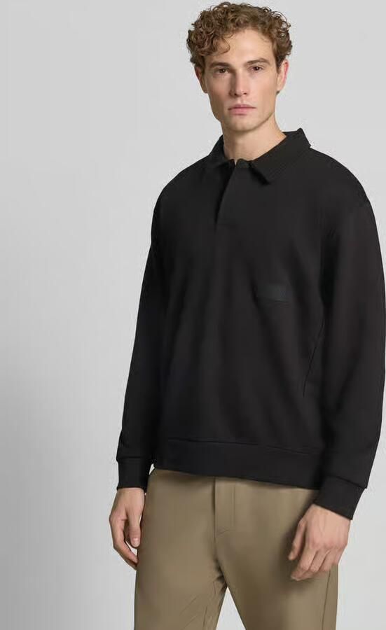 BOSS Green relaxed fit sweatshirt van katoenmix model 'SW_Placket Polo' - Foto 3