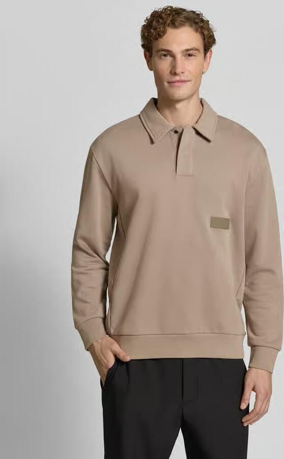 BOSS Green relaxed fit sweatshirt van katoenmix model 'SW_Placket Polo' - Foto 4