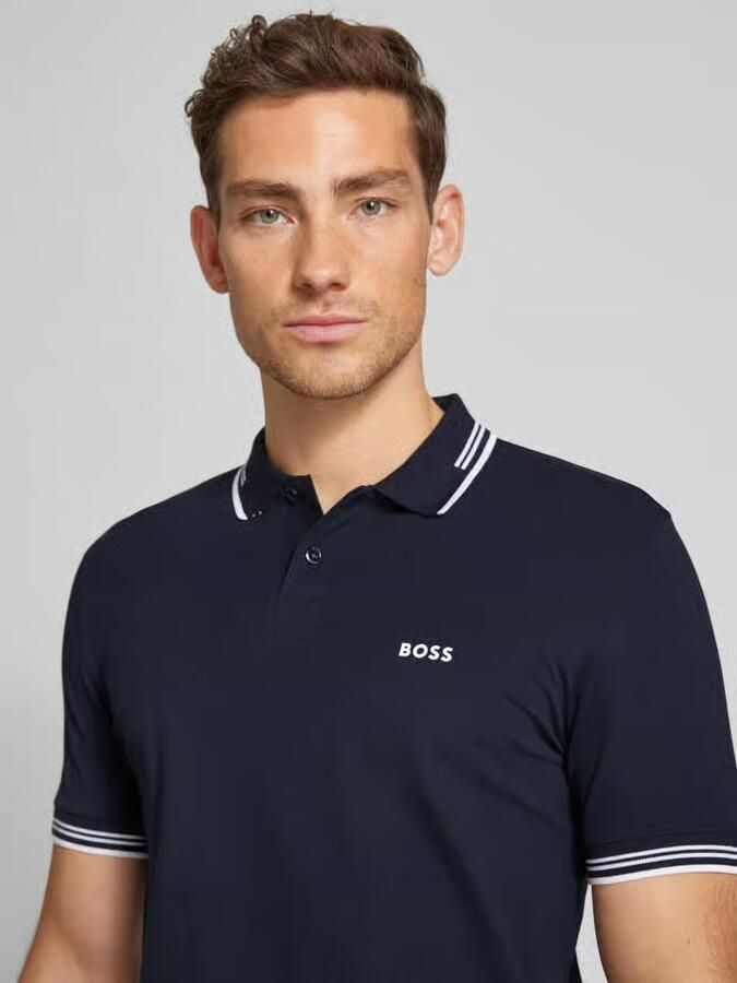 BOSS Green Slim fit poloshirt met labelprint model 'Paul' - Foto 10