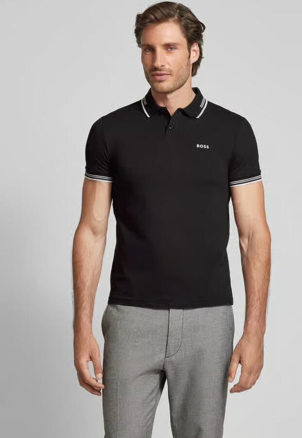 BOSS Green Slim fit poloshirt met labelprint model 'Paul' - Foto 7
